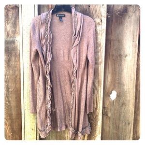 INC pointelle beige cardigan size small